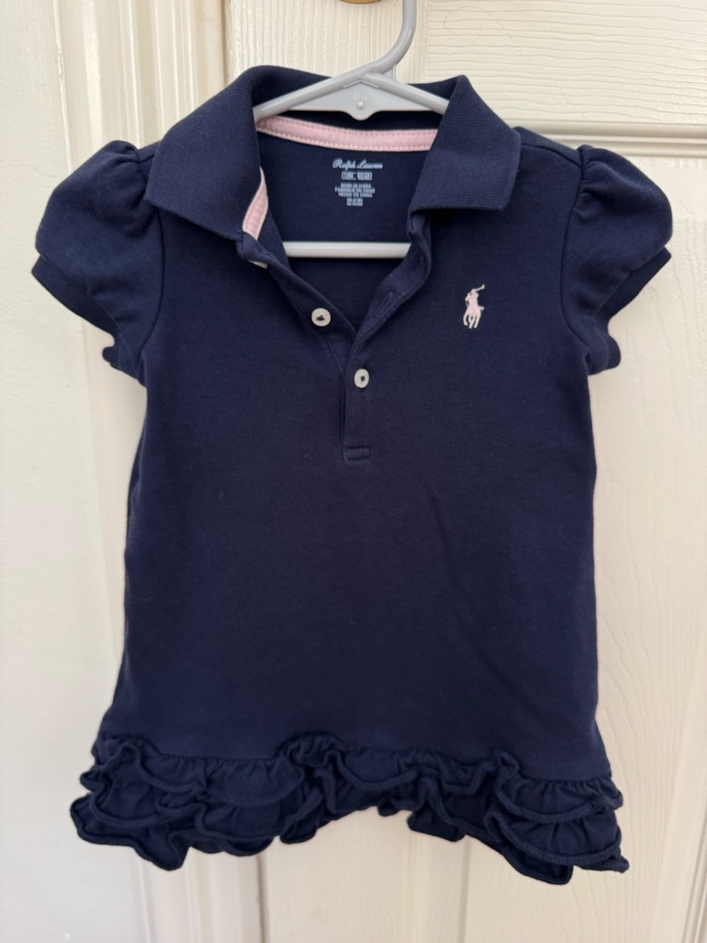 Ralph Lauren Navy Polo Dress with Pink Pony Logo -12m